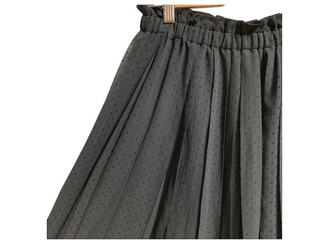 Autre Marque Ingeborg Dot Flocky Langer Rock Schwarz - Ansicht 2