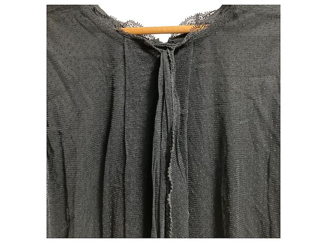 Autre Marque Túnica Ingeborg em tule de bolinhas com laço Preto - vista 6