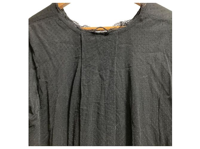 Autre Marque Túnica Ingeborg em tule de bolinhas com laço Preto - vista 7