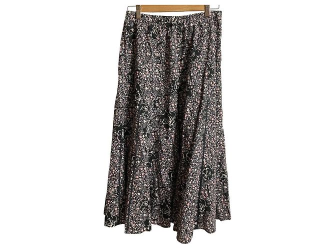 Autre Marque Falda larga floral Ingeborg Negro Rosa - vista 3