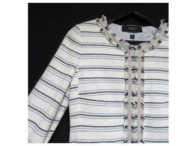 Chaqueta sin cuello de tweed lamé Max Mara Weekend Beige Crudo - vista 3