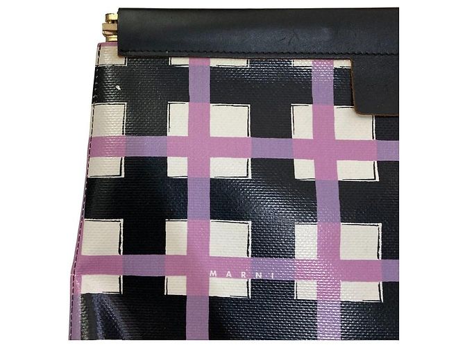 Borsa a pochette in PVC con stampa a quadri Marni Flower Cafe - vista 2
