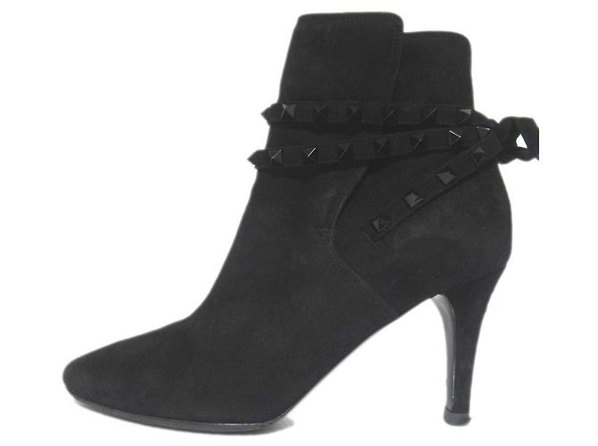Stivaletti corti in camoscio Rockstud Valentino Garavani Nero - vista 2