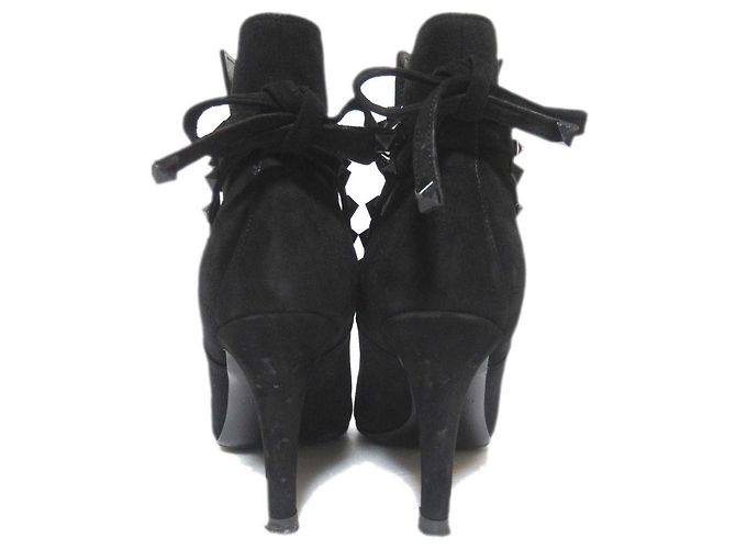 Stivaletti corti in camoscio Rockstud Valentino Garavani Nero - vista 3