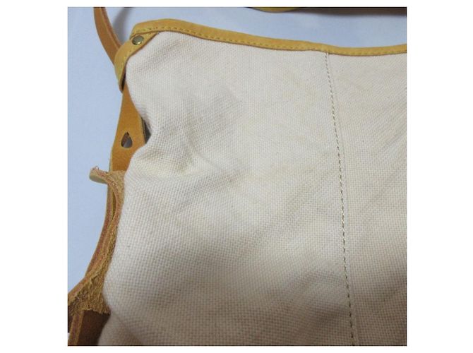 Autre Marque Borsa a tracolla in pelle e tela SEAGULL SHIP Beige - vista 3