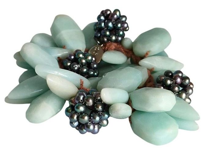 Autre Marque Bracciale elastico per capelli in pietra Acca Blu - vista 3