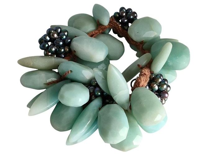 Autre Marque Bracciale elastico per capelli in pietra Acca Blu - vista 4