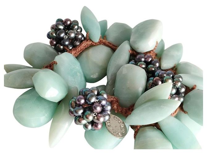 Autre Marque Bracciale elastico per capelli in pietra Acca Blu - vista 5