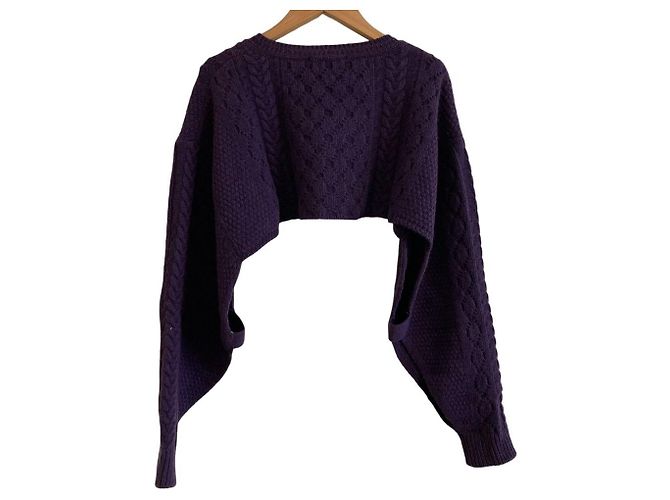 Autre Marque TAN Kurzstrickpullover aus Wolle Lila - Ansicht 2