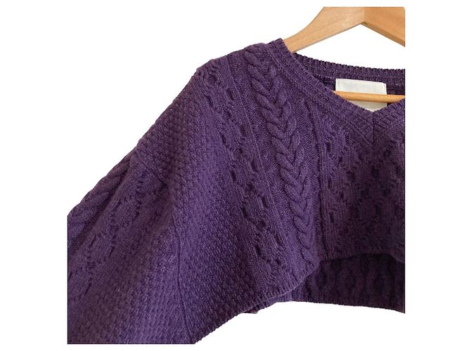 Autre Marque TAN Kurzstrickpullover aus Wolle Lila - Ansicht 3
