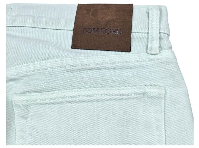 Tom Ford Pantaloni in denim selvedge slim fit con patch logo Verde - vista 3
