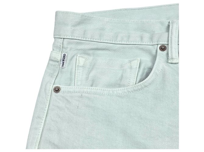 Tom Ford Pantaloni in denim selvedge slim fit con patch logo Verde - vista 4