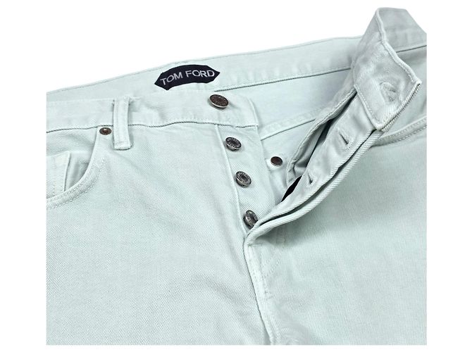 Tom Ford Pantaloni in denim selvedge slim fit con patch logo Verde - vista 5