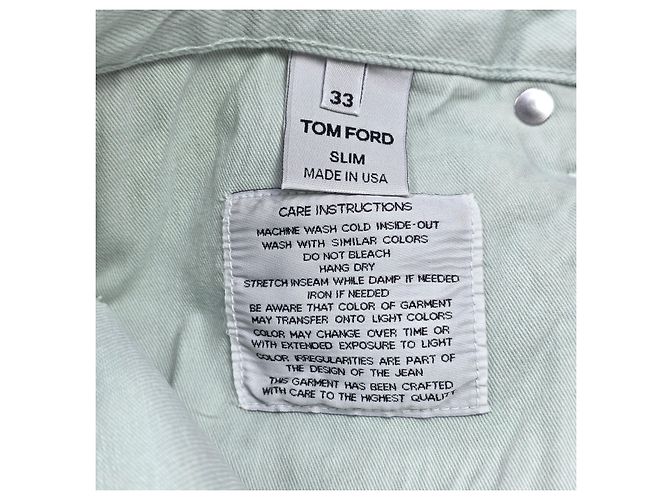 Tom Ford Pantaloni in denim selvedge slim fit con patch logo Verde - vista 6