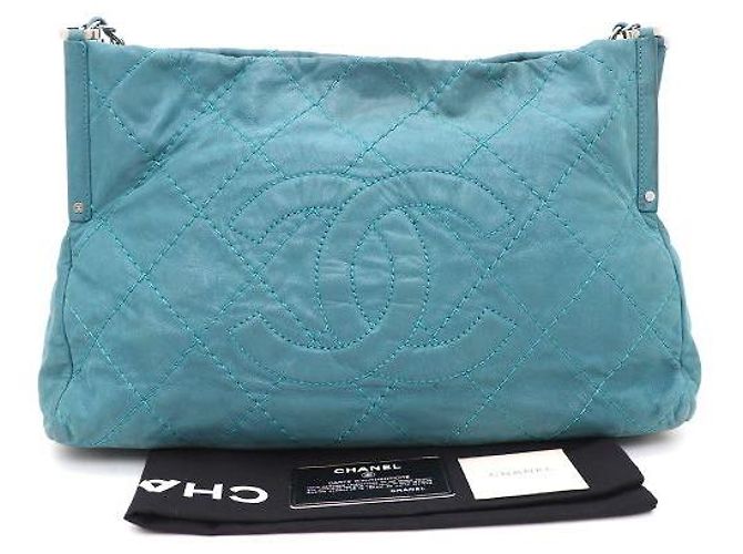 Chanel Borsa a tracolla in camoscio con catena argentata Blu - vista 10