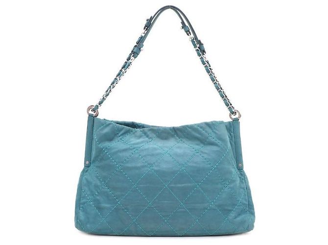 Chanel Borsa a tracolla in camoscio con catena argentata Blu - vista 3