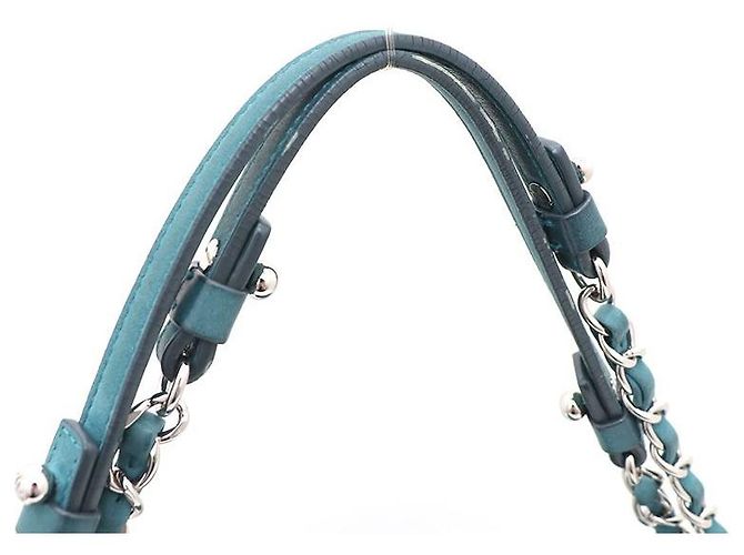 Chanel Borsa a tracolla in camoscio con catena argentata Blu - vista 4