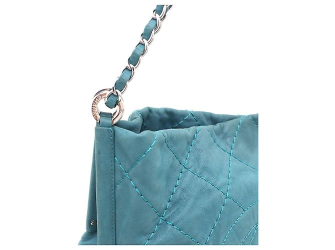 Chanel Borsa a tracolla in camoscio con catena argentata Blu - vista 5