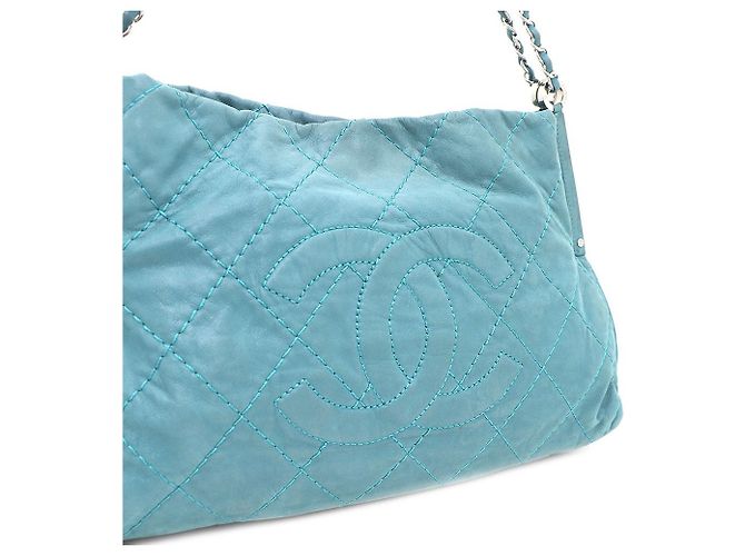 Chanel Borsa a tracolla in camoscio con catena argentata Blu - vista 6