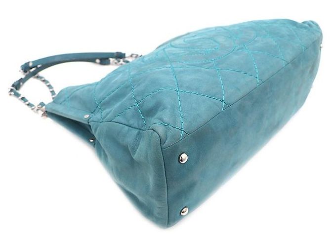 Chanel Borsa a tracolla in camoscio con catena argentata Blu - vista 7