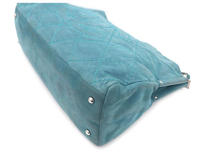 Chanel Borsa a tracolla in camoscio con catena argentata Blu - vista 8