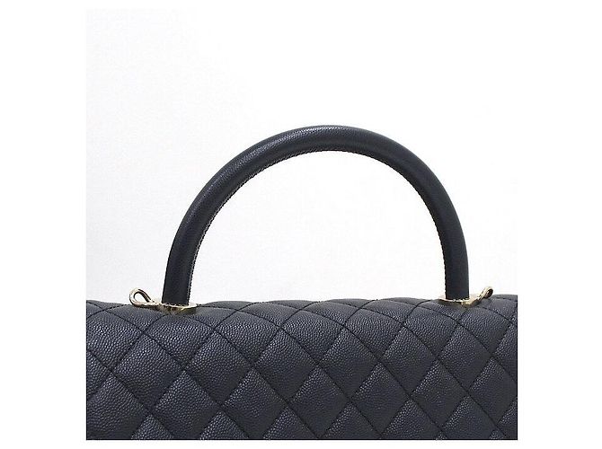 Chanel Borsa Tote Medium Caviar Coco Handle Dark Navy con Catena Champagne Gold Blu - vista 11