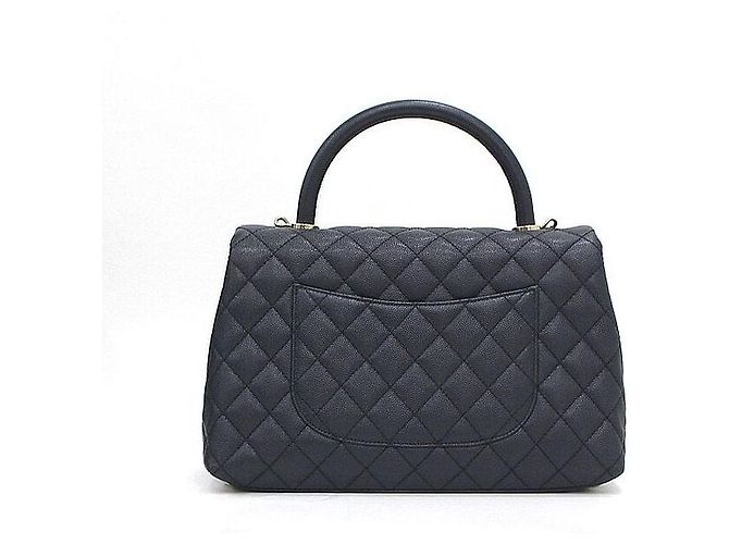 Chanel Borsa Tote Medium Caviar Coco Handle Dark Navy con Catena Champagne Gold Blu - vista 5
