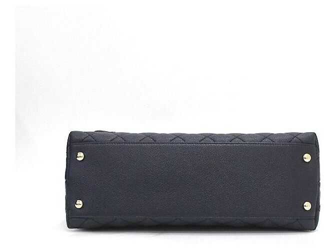 Chanel Borsa Tote Medium Caviar Coco Handle Dark Navy con Catena Champagne Gold Blu - vista 8