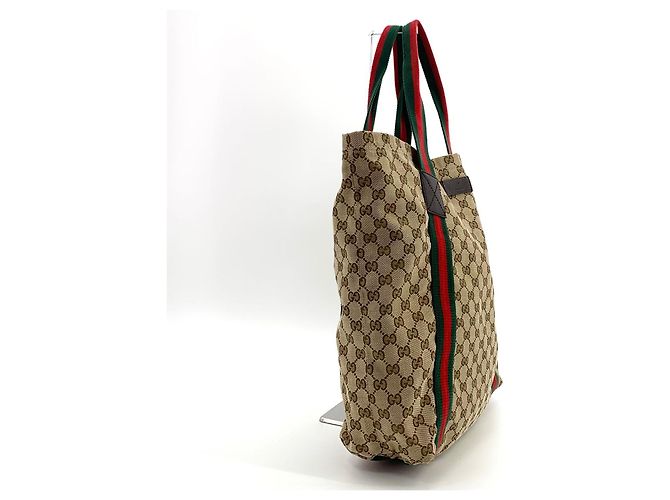 Gucci Jacquard Web Stripe Tote Bag Braun - Ansicht 10