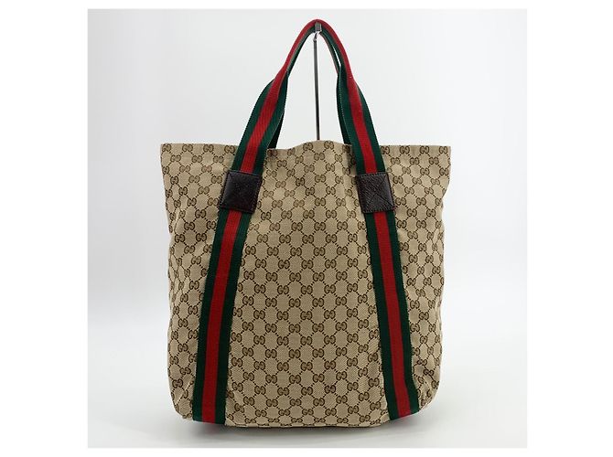 Gucci Jacquard Web Stripe Tote Bag Braun - Ansicht 2