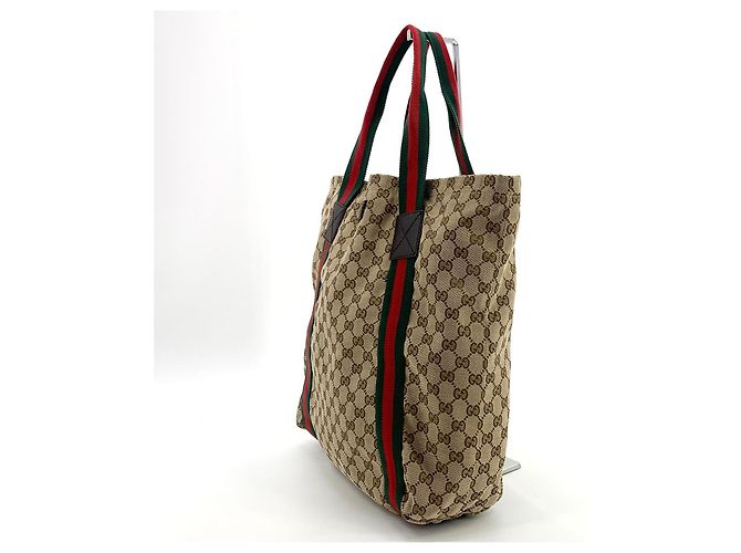 Gucci Jacquard Web Stripe Tote Bag Braun - Ansicht 3