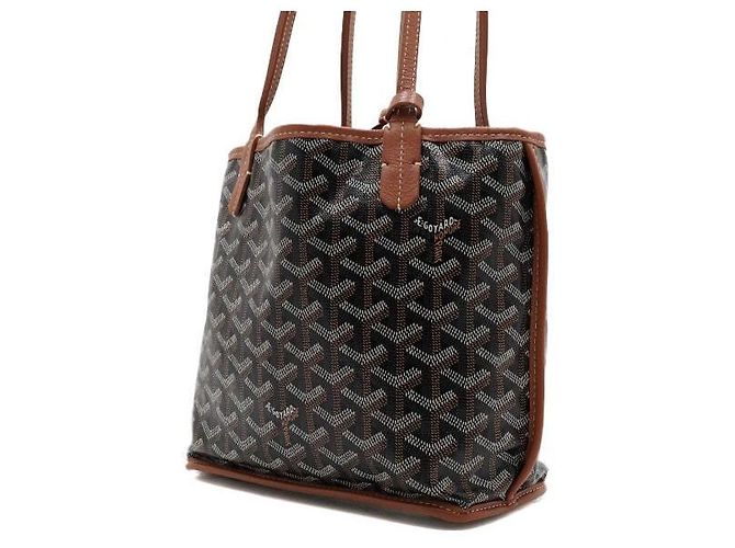 Goyard Mini Tote Bag SAC ANJOU Black Tan - vista 2
