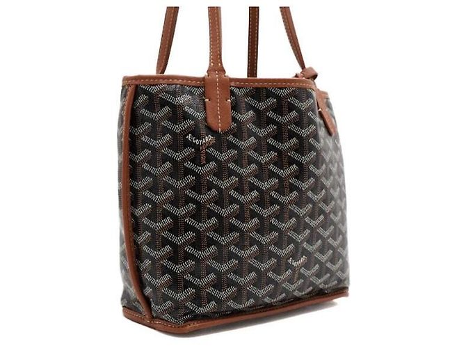 Goyard Mini Tote Bag SAC ANJOU Black Tan - vista 3
