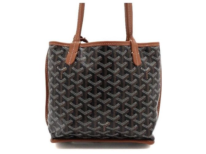 Goyard Mini Tote Bag SAC ANJOU Black Tan - vista 4