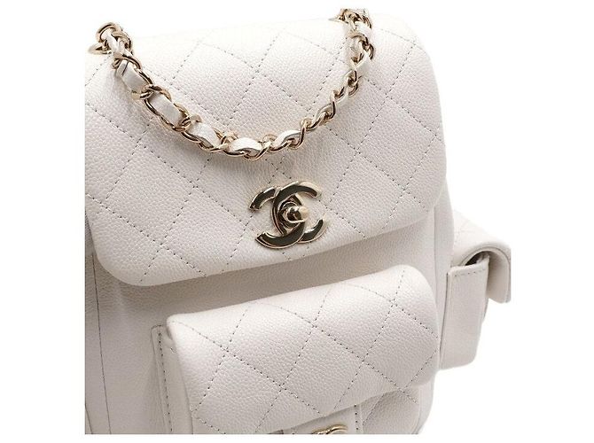 Chanel Zaino piccolo da donna Duma CC in Caviar bianco e oro Champagne - vista 10