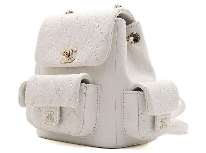 Chanel Zaino piccolo da donna Duma CC in Caviar bianco e oro Champagne - vista 3