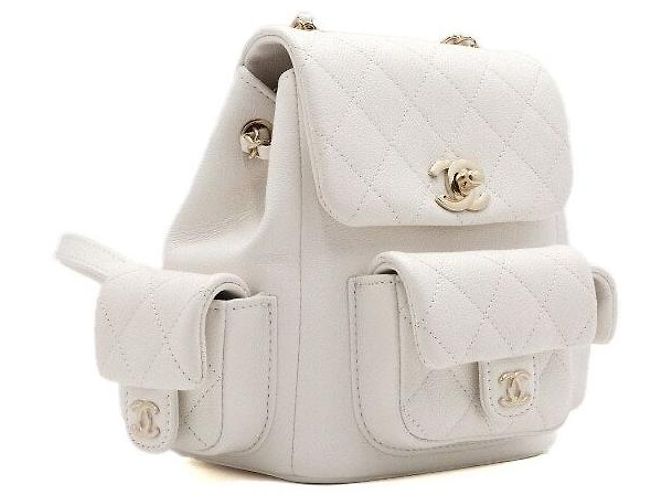Chanel Zaino piccolo da donna Duma CC in Caviar bianco e oro Champagne - vista 4
