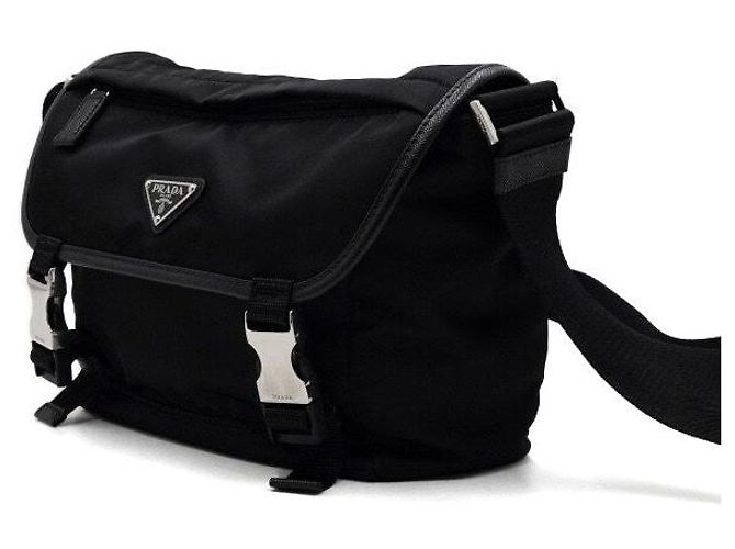 Prada Borsa Messenger e Borsa a Tracolla in Re-Nylon Nero con Logo Argento - vista 2