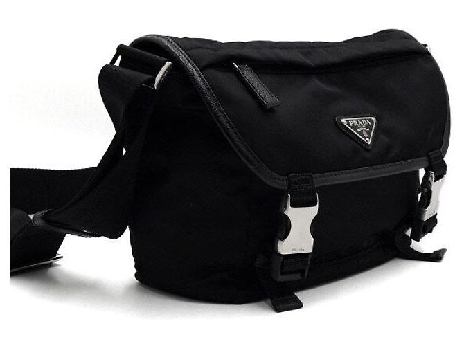 Prada Borsa Messenger e Borsa a Tracolla in Re-Nylon Nero con Logo Argento - vista 3