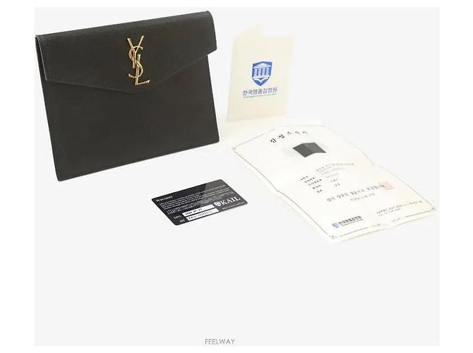 Saint Laurent Clutch Uptown Pouch Black Gold Nero - vista 7