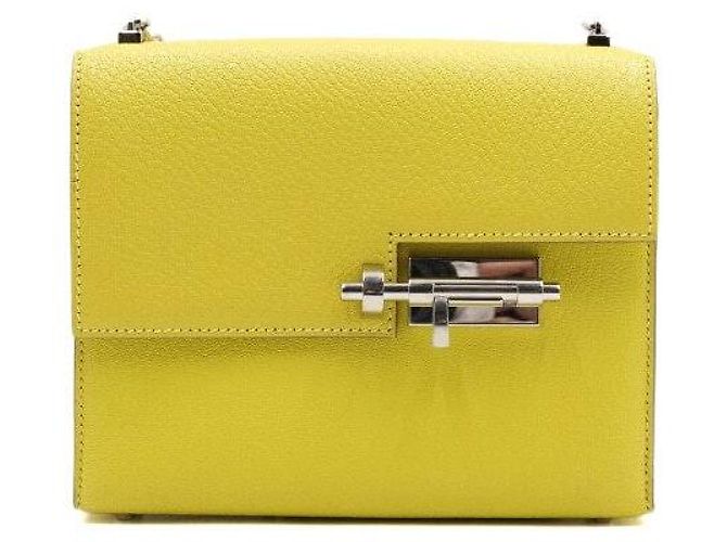 Hermès Mini borsa crossbody con catena color Lime Giallo - vista 2