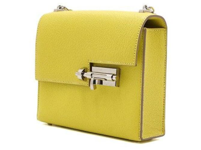 Hermès Mini borsa crossbody con catena color Lime Giallo - vista 3