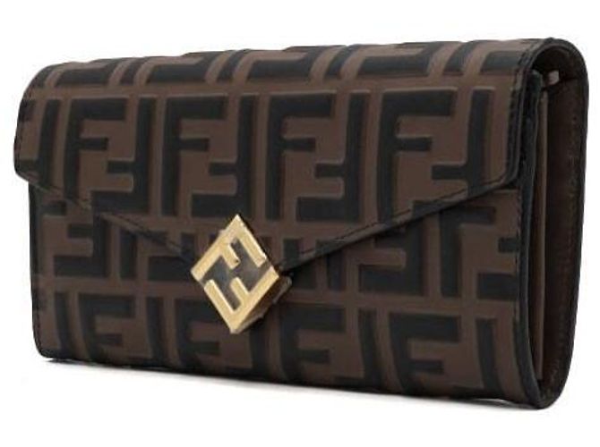 Fendi Borsa a tracolla portafoglio con catena WOC FF Diamond marrone e nero - vista 3