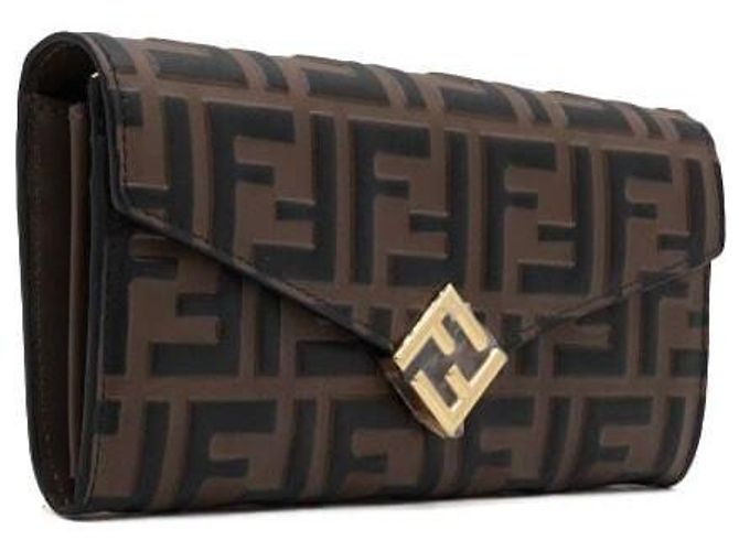 Fendi Borsa a tracolla portafoglio con catena WOC FF Diamond marrone e nero - vista 4