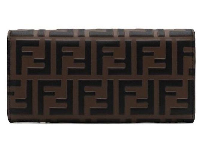 Fendi Borsa a tracolla portafoglio con catena WOC FF Diamond marrone e nero - vista 5