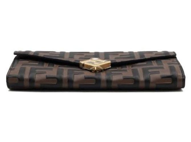 Fendi Borsa a tracolla portafoglio con catena WOC FF Diamond marrone e nero - vista 8