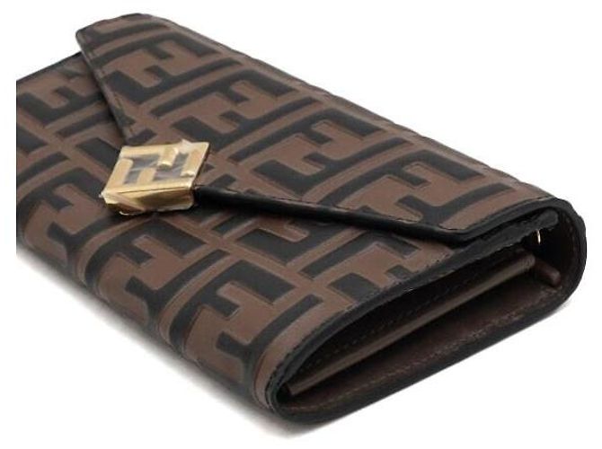 Fendi Borsa a tracolla portafoglio con catena WOC FF Diamond marrone e nero - vista 9