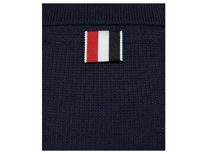 Thom Browne Polo a maniche corte in cotone texturizzato Blu - vista 5