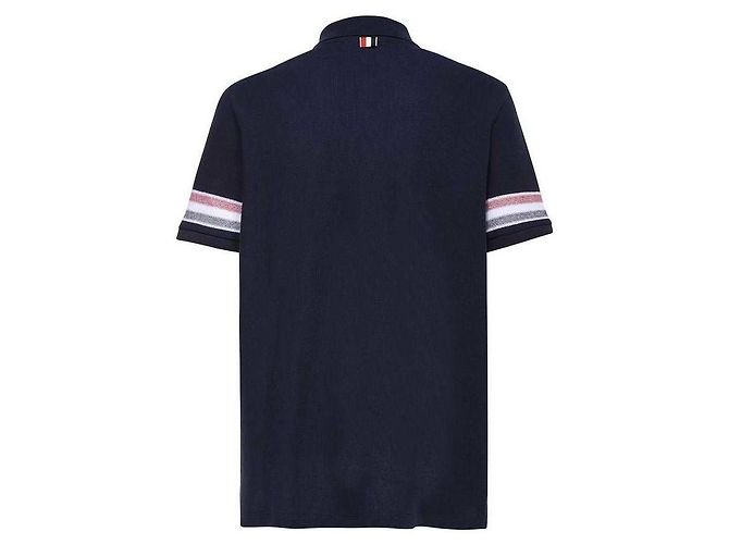 Thom Browne Polo a maniche corte in cotone texturizzato Blu - vista 6