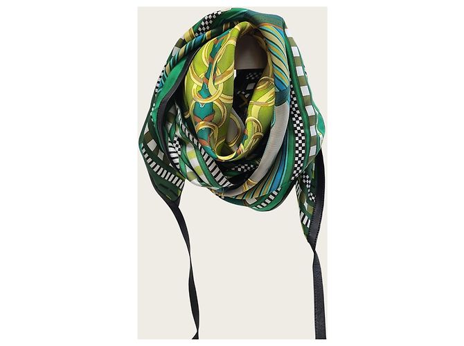 Hermès Carré in pelle Multicolor Eprong D'or con piping Multicolore - vista 2